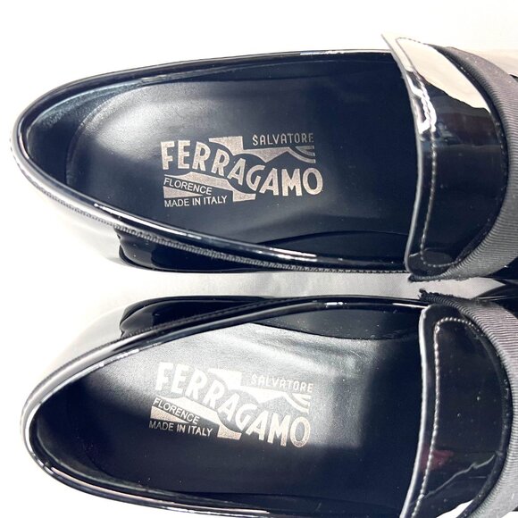 SALVATORE FERRAGAMO Patent Leather Tuxedo formal Shoes‎  Men\